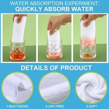 16x16" Microfiber Cleaning Cloths for Cars Ultra Absorbent Towels 60 Pack White