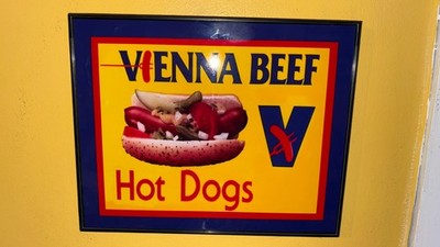 Vienna Beef Hot Dog Deli Grocery Store Diner Kitchen Advertising Sign