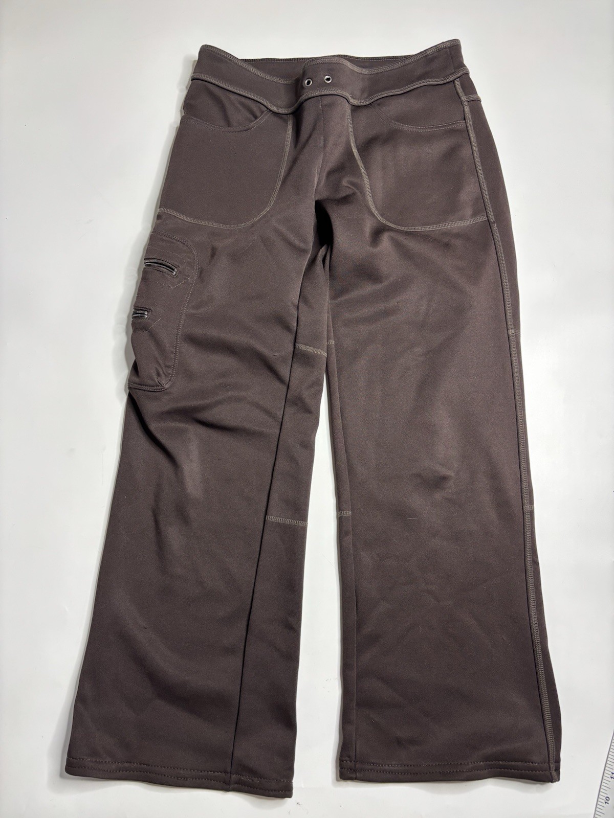 Athleta Women’s Size Small Wide Leg Pants Brown Cargo Petite Hemmed* Fleece