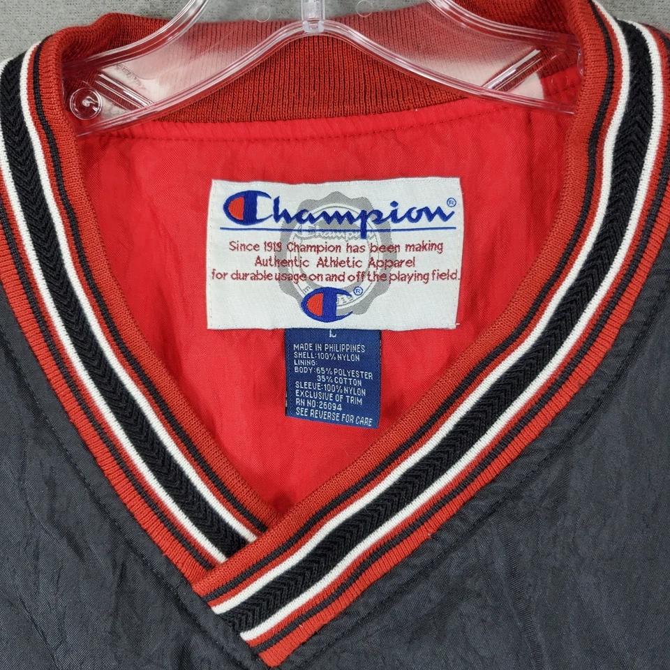 Chaqueta cortavientos pulóver negra vintage Champion Indiana Hoosiers para hombre talla L Foto 2 de 4