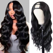U Part Human Hair Wig Body Wave Glueless Half Wigs for Black Women No Sew In No