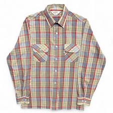 Vintage Levis Western Shirt Mens Small 70s Big E Wildfire Green Plaid Button