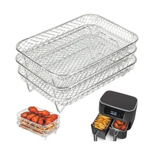 BYKITCHEN Air Fryer Rack for Ninja Dual Airfryer, 3pcs Stackable St... Fast Ship
