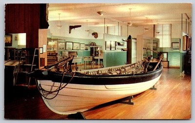 Whaling Museum New Bedford MA Stove Boat Exhibit Plastichrome Postcard AA274