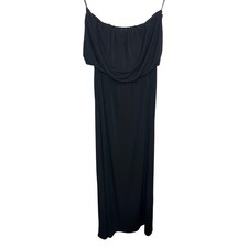 XXI Forever 21 Dress Strapless Maxi Small Black Draped Popover Bodice Boho Glam