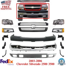 Front Bumper + Valance + Grille + Lights For 03-06 Chevy Silverado 2500HD 3500