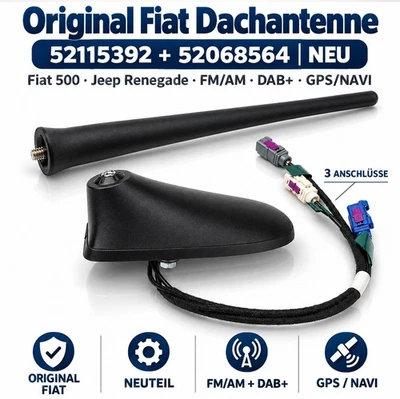 Fiat 500 Jeep Renegade Dachantenne Antennenfuss FM DAB+ Navi 52115392 + 52068564 - Image 1 of 4