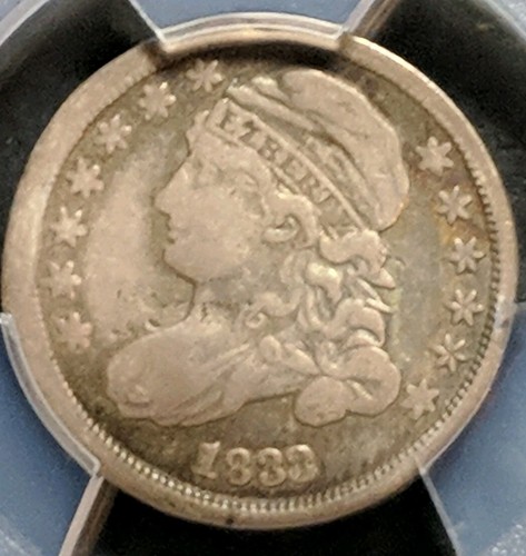1833 Capped Bust Dime PCGS VF Details JR-8 Rare Variety - Picture 7 of 8