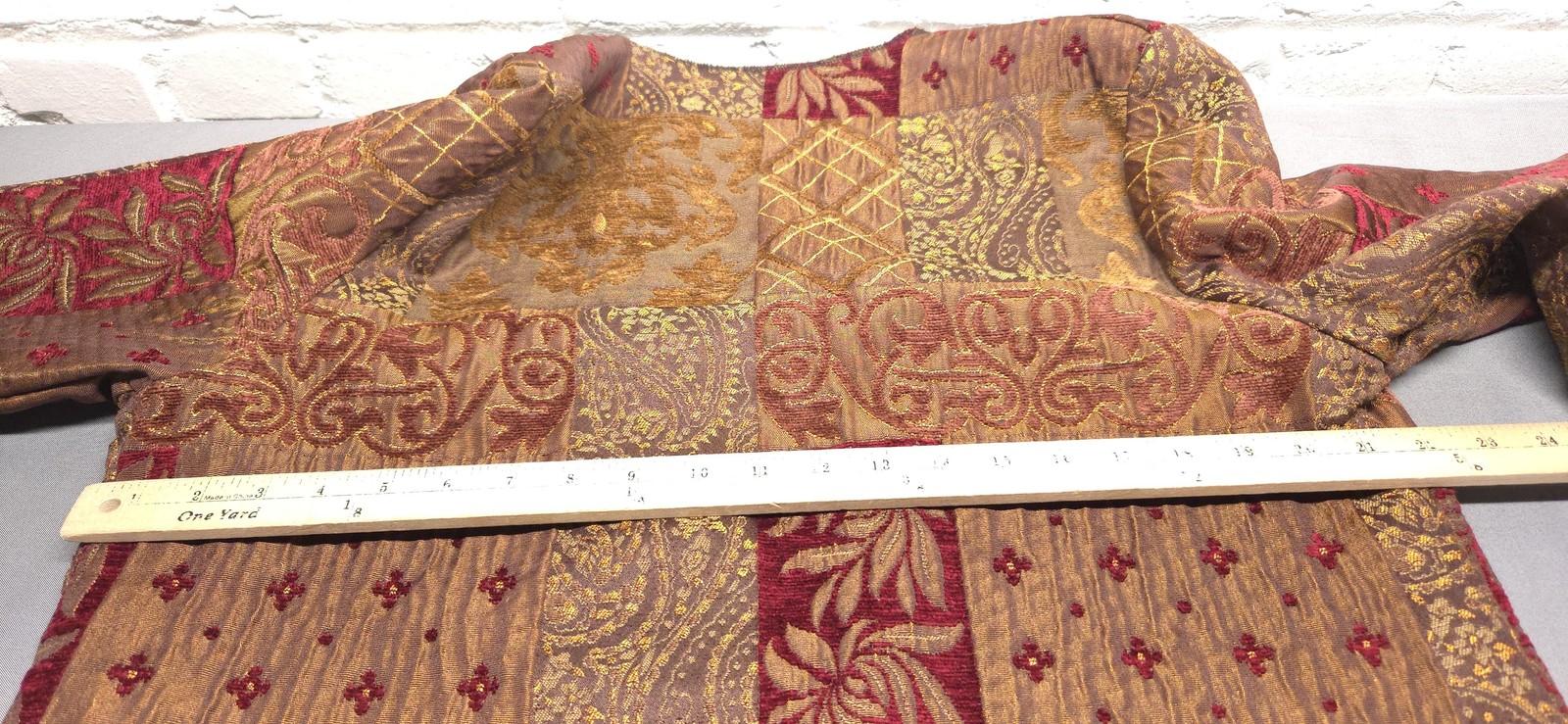 Patchwork Tapestry Jacket Womens Large Brown Red … - image 11