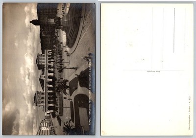 Naples Italy Garibaldi Monument Railway Station 1943 RPPC Postcard