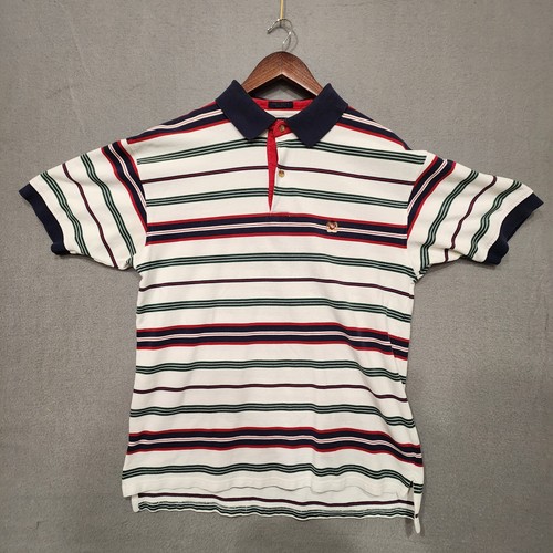 Woods & Woods Mens Multi Colored Striped Polo Shirt Size Large