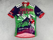 Pearl Izmui Cycling Jersey Adult Small Green Triple Bypass 2000 Y2K 1/2 Zip Poly