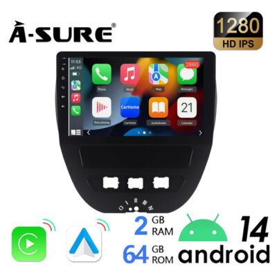 Für Toyota Aygo Citroen C1 Peugeot 107 Autoradio Android 14 GPS Navi WiFi BT RDS