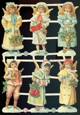 VICTORIAN DIE CUT PAPER SCRAPS ef7347 GERMANY MIXED ANGELS