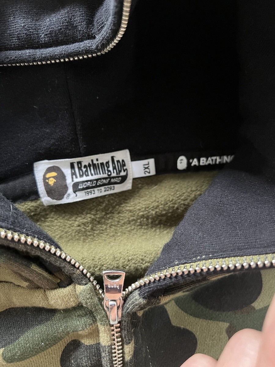 A Bathing Ape Bape Double Shark Hooded Sweatshirt Green XXL