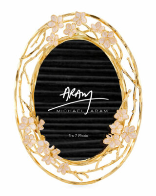 MICHAEL ARAM CHERRY BLOSSOM 5X7'' OVAL PHOTO FRAME 123609 .NEW IN BOX.