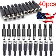 40pcs DC Power Plug Adapter Male Female Socket Jack Cable Connector 5.5 x 2.1mm
