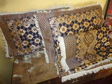 MARRAKESH STYLE BLUE GOLD PAISLEY MEDALLION (3PC) QUILT COVERLET SET