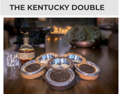 The kentucky double Cigar & Whiskey Holder, Oak Wood, The Kentucky double Stamp