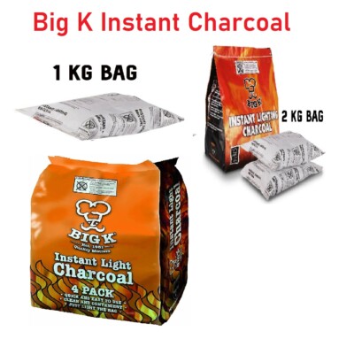 BBQ CHARCOAL BARBECUE COAL FUEL INSTANT LIGHT LUMPWOOD COOKING GRILL BIG K 