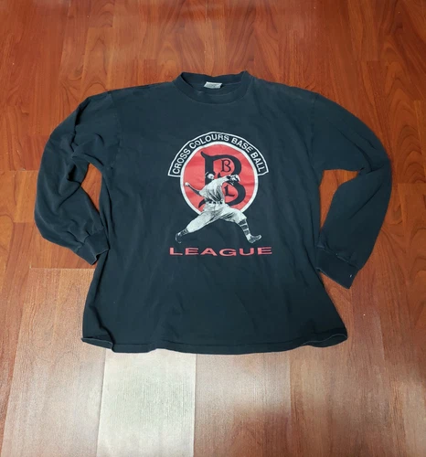 Cross Colours Vintage 90s Baseball League Tshirt USA Made Si 1990s vintage concert t-shirt, vintage, size L, single stitch, B+ condition