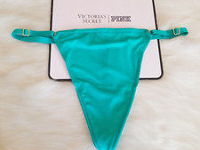 VICTORIA'S SECRET V-HARDWARE SECOND SKIN V-STRING THONG PANTY AQUA SEA MEDIUM