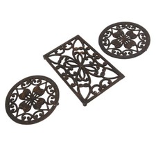 Cast Iron Trivets Bundle of 3 Cast Iron Black Footed - Some Rust