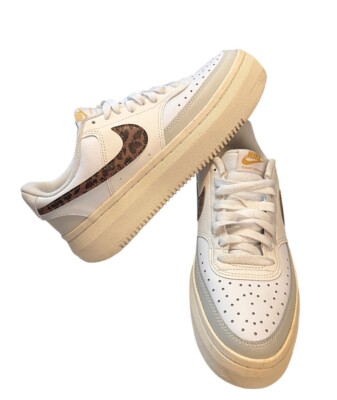 Nike Court Vision Alta Platform Shoes White Leopard DO2791 100 Women's Sz 