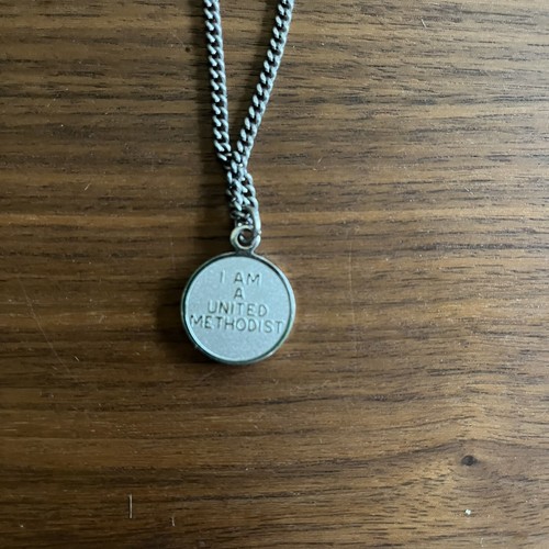 Vintage 3D I Am A Methodist Pendant Flame And Cross Silver Tone - Picture 6 of 8