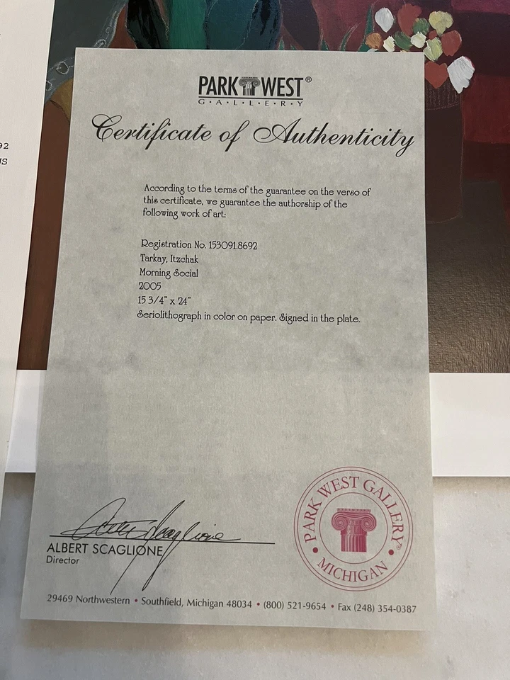 Seriolitografía "Morning Social" Itzchak (Isaac) Tarkay (1935 - 2012) 2005 - Certificado de autenticidad Foto 4 de 4
