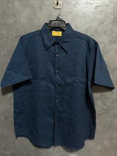 Vintage 70's Big Yank Work Shirt Men's Large Navy Blue Button Work Wear