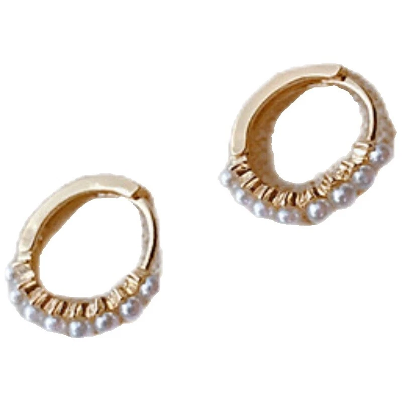 Pendientes de Moda Aro Bañado en Plata Perlas