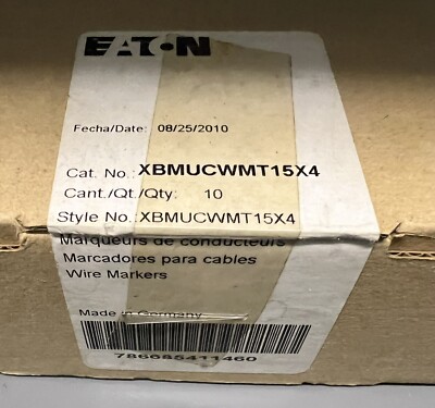 Box of 10 EATON XBMUCWMT15X4 Wire Markers