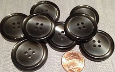 8 Large Pearlized Dark Silver Grey Plastic Coat Buttons 1 1/8" 28.5mm # 7708