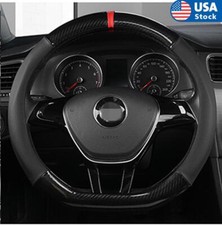 D Shape Car Steering Wheel Cover 38cm Black Leather Carbon Fiber Antiskid D Shape Car Steering Wheel Cover 38cm Black Leather Carbon Fiber Antiskid