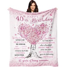 40th Birthday Gifts Women Blanket 60"X50", 40 Year Old Birthday Gifts for Wom...