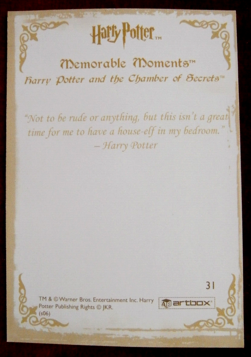 HARRY POTTER MEMORABLE MOMENTS #1 Card #31 Harry Meets Dobby
