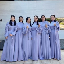 Islamic Dubai Abaya Women Satin Muslim Dresses Wedding Bridesmaid Party Gown New