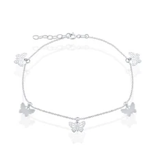 Sterling Silver Butterflies Anklet