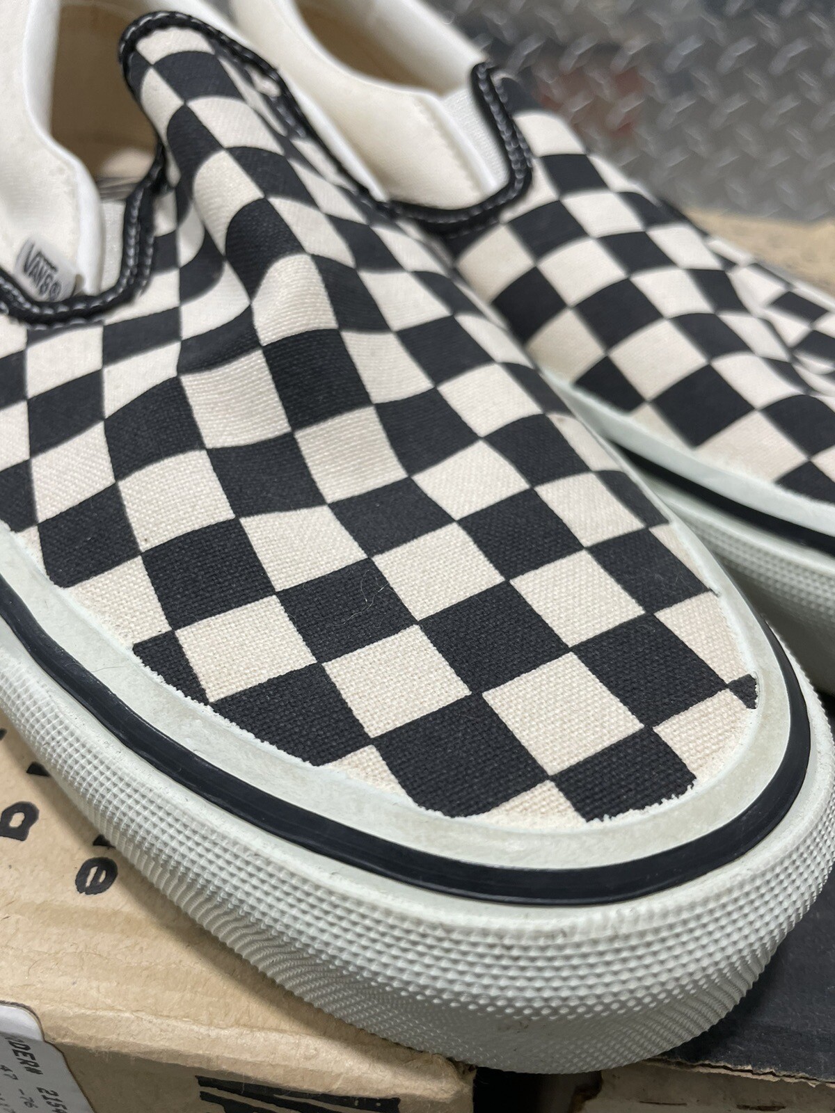 Vans Vintage Made In USA Classic Slip On Checkerboard  RARE Mens 9.5us With Box image 9