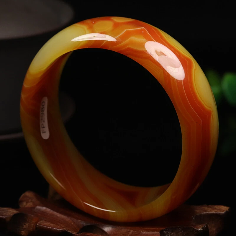 Brazalete Brazalete Ágata 58mm Natural Amarillo Marrón Calcedonia Jade 06013 Foto 4 de 4