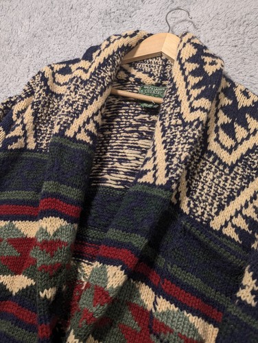 Ralph Lauren Country Hand Knit Cardigan Womens Large Aztec Southwestern Wool - Picture 2 of 18