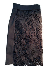 American Eagle Mini Skirt Women 8 Black Cutwork Lace Front/Back Zipper Classic 