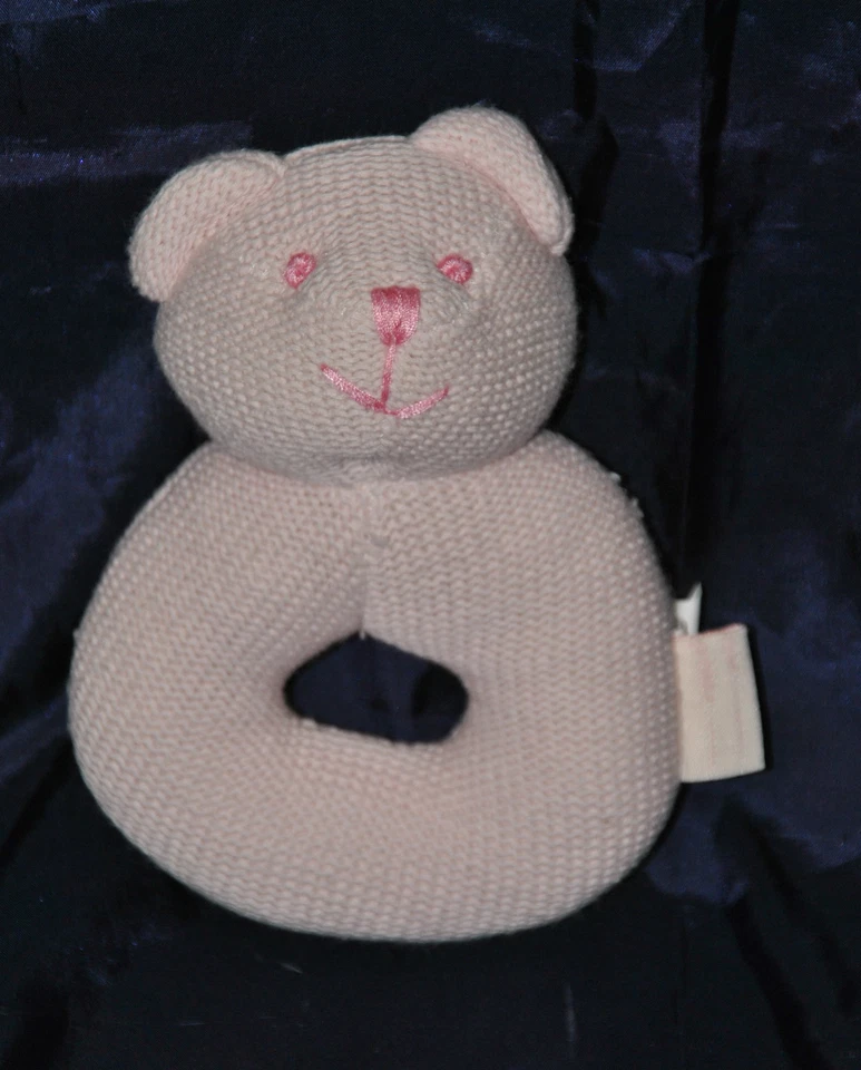 Peluche Doudou Ours BABIBOU Rose Visage Brodé Hochet Grelot 15 Cm TBE - Photo 1/1