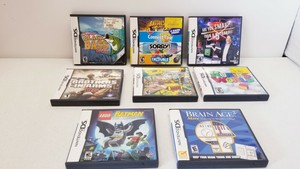 Nintendo DS bundle 8- Game Lot LEGO Batman-Crayola-Rubiks-Brain age-Black Bass