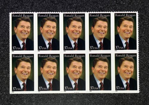 2005USA #3897 37c Ronald Reagan presidente americano - blocco di 10 da foglio nuovo - Foto 1 di 1