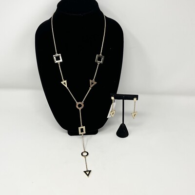 Linea by Louis Dell Olio Gold Tone Square Triangle Geometri Earring Set Necklace