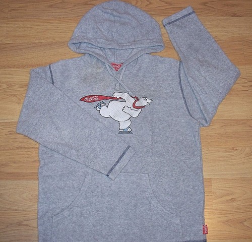 ☆Mens/Boys☆RARE "Polar Bear Coca Cola" Long Sleeve Hoodie☆Sz. Men's Sm/Boy's Lg - Picture 5 of 9