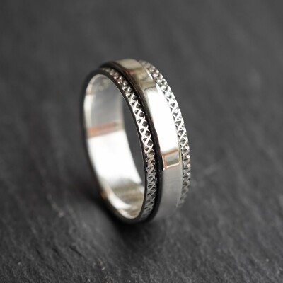 925 Sterling Spinning Worry Band Finger Daumenring 5 mm breit Herren Damen