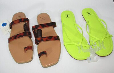 A New Day Marilyn Women's Slide Sandals Tortoise Print, Toe Loop Size 7